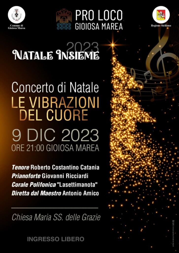 GIOIOSA MAREA – “Natale Insieme 2023” la Pro Loco organizza il concerto “Le vibrazioni del cuore”