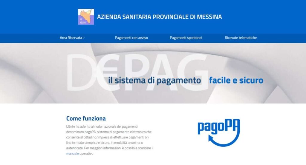 SANITÀ – A partire da questa settimana possibile pagare sul sito Asp Messina con PagoPa diverse visite e prestazioni