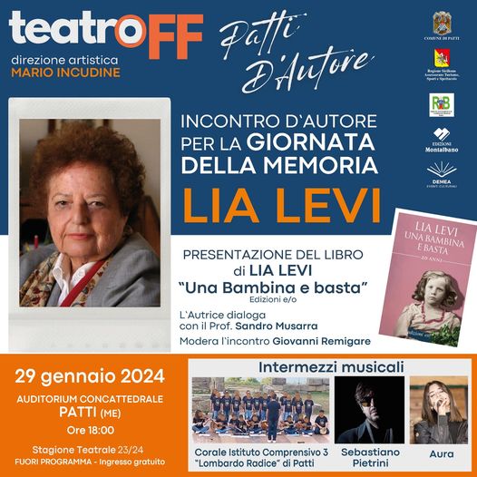 TEATROFF PATTI D’AUTORE – Il 29 gennaio, appuntamento con Lia Levi