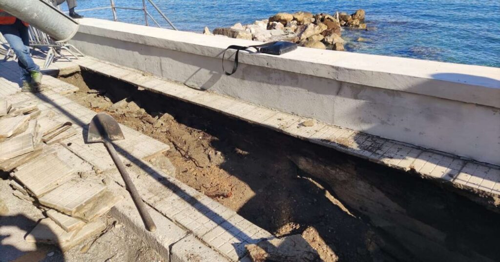 CAPO D’ORLANDO – Intervento immediato della Città Metropolitana di Messina, riparato il cedimento del marciapiede a San Gregorio
