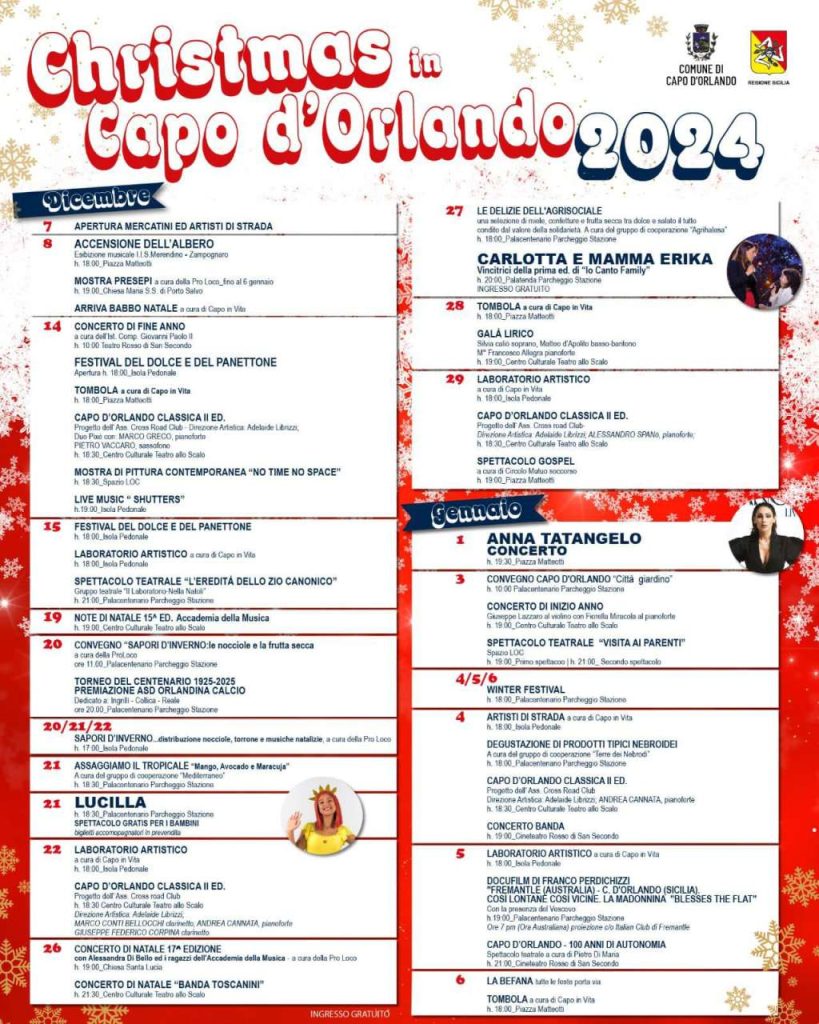 NATALE A CAPO D’ORLANDO – Il programma degli eventi