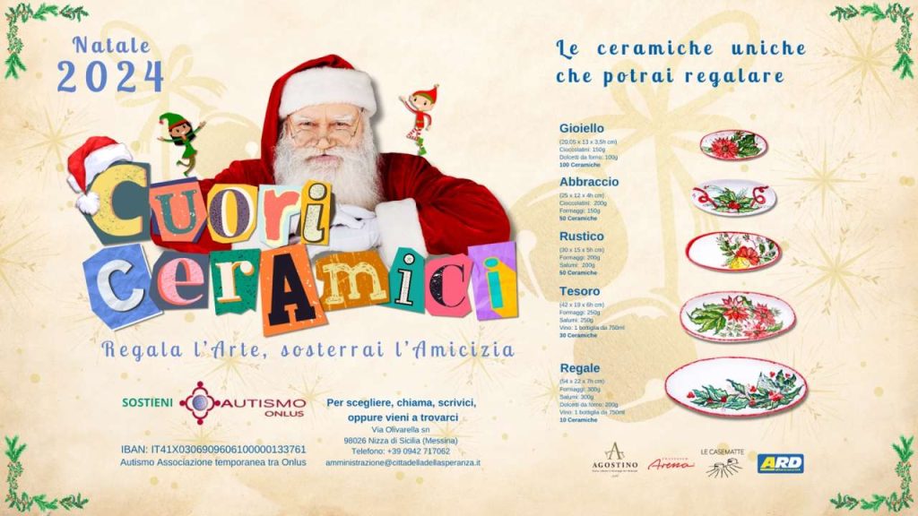 MESSINA – L’arte del Natale, al via la campagna ‘Cuori ceramici’ progetto fundraising della Onlus Autismo di Nizza di Sicilia